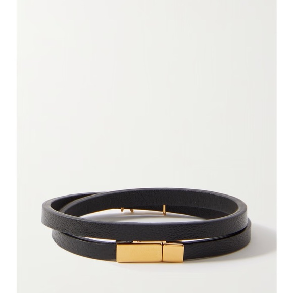 Yves Saint Laurent - CASSANDRE DOUBLE WRAP BRACELET IN LEATHER AND METAL - Picture 3 of 4